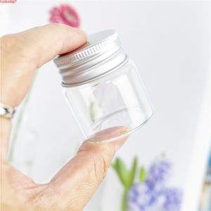 24PCS 25 ml Storlek 37 * 40mm Transparent glas Parfym Spice Flaskor Tiny Jars Flaskor med Silver Skruvlock DIY Crafthigh Mängd