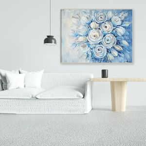Paintings Abstract Blue Rose Silver Foil Canvas Painting Wall Art Decor Print And Posters Home Decoration Modern For Living Room Pictures
