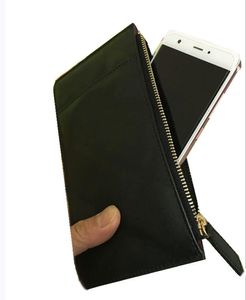 Bra svarta läder plånböcker mobiltelefonväska för lady mynt handväska mode väskor designer korthållare kvinnor lång blixtlås fickkoppling plånbok