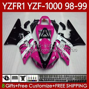 Kit de carroçaria para Yamaha YZF-1000 YZF-R1 YZF1000 YZFR1 98 99 00 01 corpo 82No.150 YZF R1 1000CC 1998-2001 YZF 1000 CC R1 Rose Black 1998 1999 2000 2001