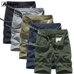 2022 Mens Cargo Shorts Summer Summer Outdoor cal￧a curta Militar masculino Casual Algod￣o respir￡vel cor s￳lida Bermudas Masculina 220312