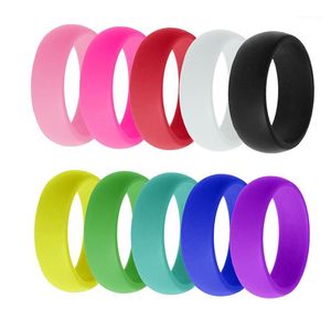 Anéis de casamento 10 pçs / lote de dedo de borracha para mulheres Jóias de noivado Anillos Mujer Crossfit Bands Silicone Men Gift JZ301