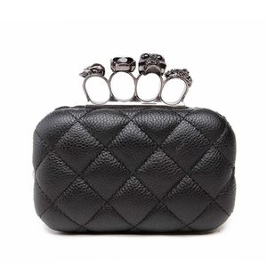 Schädel Ring Abend Vintage Plaid Frau Clutch Bag Damen Messenger Bags Mini Schwarz Luxus Party Clutches Geldbörse Y201224