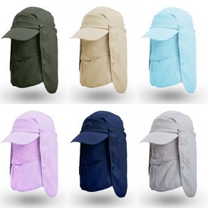 Cappellini separabili in puro colore Sciarpa magica Panno Protezione solare estiva Cappelli Parasole antipolvere Snapbacks da esterno Uomo Viaggi Sport 16 3bg N2