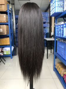 Ny ankomst rakt 4x4 stängning peruk naturlig svart 100% obearbetade jungfru mänskliga hår peruker för kvinnor