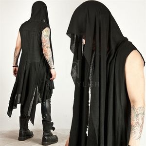 Avant-garde Dark Edge Mens One Size Mod 캐주얼 탑 드레이핑 긴 소매 후드 카디건 조끼 201128