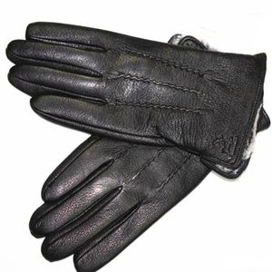 Rękawiczki bez palców Guantes Winter Męska skórzana skóra zagęszczona w stylu fali wodnej fałszywa podszewka jesień i ciepłe 1