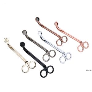 Stock Candle Wick Trimmer Stainless Steel Candle scissors trim wick Cutter Snuffer Round head 18cm Black Rose Gold Silver Red RRF13051