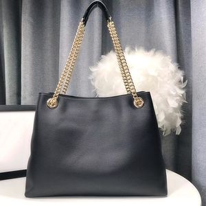 Genuine leather shopping bag chain shoulder bag for women fashion tote bags lady chains handbags sheep leather chain purse messenger bag