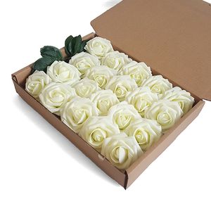 Konstgjorda blommor 20st Real Looking Rosa Heirloom Roses för DIY Wedding Bouquets Bridal Shower Party Decoration Heminredningar