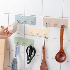 Hooks & Rails 3 Shelf Hanger Bathroom Kitchen Organizer Adhesive Stick On Wall Hanging Door Clothes Towel Holder1