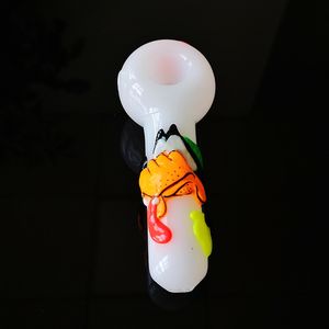 Im Dunkeln leuchtende Handpfeifen Farbige Cartoon-Pyrexglaspfeife Tragbare Wasserpfeife Ölbrennerpfeifen Rauchzubehör SW90