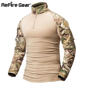 ReFire Gear Camouflage Armee T-Shirt Männer US RU Soldaten Kampf Taktische T-shirt Militärische Kraft Multicam Camo Langarm T Shirts 201203