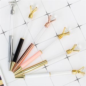 2022 Yeni Klasik Tarzı Büyük Elmas Kalem DIY Boş Tüp Metal Tükenmez Kalemler Kendinden Dolgulu Yüzer Glitter Kurutulmuş Çiçek Kristal Yazma Hediye