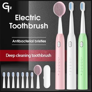 Gezhou S802 Sonic Electric Toothbrush Usb Akumulator Dorosłych Wodoodporny Ultradźwiękowy Automatyczny 5 Tryb szczoteczka do zębów dla dzieci 220224