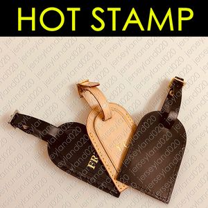 Hot Stamp Stamping Initials Designer Leather ID Holder Borttagbart bagage Namn Tag Nametag Label Bag Charm Key Bell Padlock Travel Duffle Bag