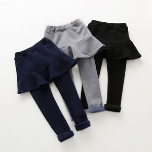 Neue Ankunft Kinder Mädchen Warme Fleece Leggings 2020 Mode Mädchen Rock Hosen Dünne Plus Samt Hosen LJ201019