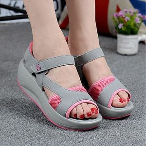 Women Platform Sandals Shoes 2019 Wedges Swing Shoes Casual Comfortable Non-slip Breathable Ladies Mesh Shoes Open Toe Sandals 0928