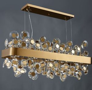 Lyxig svart / guld ljuskrona belysning för matsal rektangel hängande ljus fixtures modernt kök ö cristal chandlier