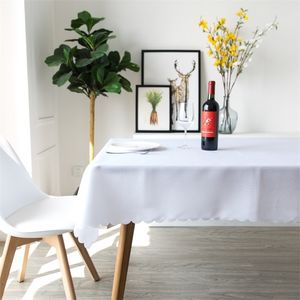 Yryie grossist solid färg vit 100% polyester dukduk middag rumsbordduk rektangel vanlig röd bord täcke anpassad storlek LJ201216