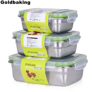Goldbaking Edelstahl-Lunchbehälter, Lebensmittelkonservierung, auslaufsicherer Lebensmittelaufbewahrungsbehälter, Bento-Box, LJ200826