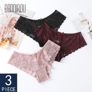 3 Pcs Panties For Woman Underwear Sexy Lace Breathable Female Panty Transparent Briefs Sexy Underwear Women High Quality 2020 LJ200822