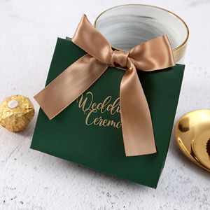 Bolsa de regalo de boda bolsa de caramelo con cinta 11.4 * 10 * 4.5cm Papel de Kraft blanco Gracias bodas Favores y regalos Bolsas 232 N2
