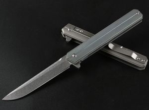 8,3 tums kullager snabb öppen flippapper kniv D2 sten tvätt dropppunkt blad TC4 Titanlegering Hantera EDC Pocket Knives