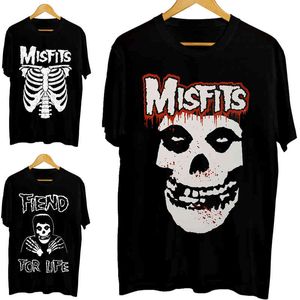 Män T-shirt Misfits Ny Skull Grafisk Utskrift Klassisk Rolig T-shirt Novelty Tshirt Kvinnor Tees Black Cotton Tops O-Neck XS-5XL G1222