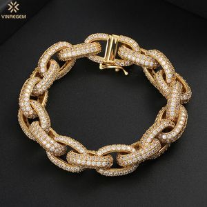 Other Bracelets Vinregem Hip Hop Rock 925 Sterling Silver 10MM Created Moissanite Gemstone Luxury O Word Chain Fine Jewelry Wholesale