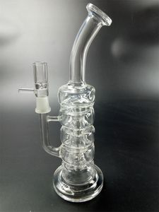 Tjockt Clear Glass Bong Hookah med filter Rökning Rör Shisha Oil Dab Rig med 14mm led