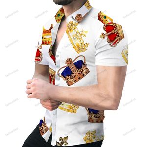 Designer Hawaiian Summer Short Sleeve T-shirts Mens Mode Casual Beach Shirt Button Up Roupas Plus Size Blouse