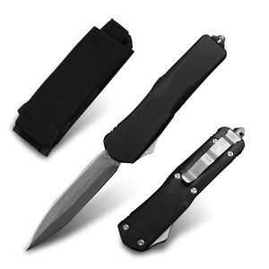 Tactical Front Automatic Messen Damascus Staal OTF Militaire Survival Combat Mes Camping Outdoor Hunting Mes Skinning Folding Blade Pocket Knifes EDC Tool