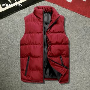 Gilet da uomo Cappotti Autunno Inverno Gilet caldo Casual senza maniche Gilet tinta unita Giacche Moda Gilet da uomo Abbigliamento 5XL Rosso 201120