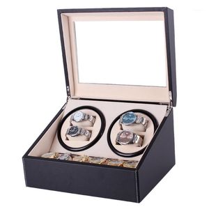 Watch Winders Mechanical Black PU Leather Automatic Storage Box Collection Display Jewelry US Plug Winder Box1