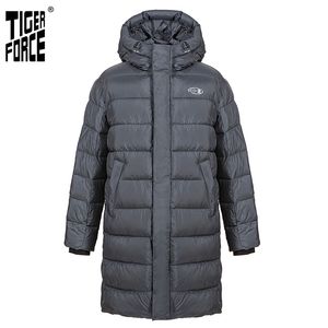 Giacca invernale maschile per la forza di Tiger con grigio scuro con cappuccio Sport casual Sport di lavoro spessi da uomo spessi 70701 201217