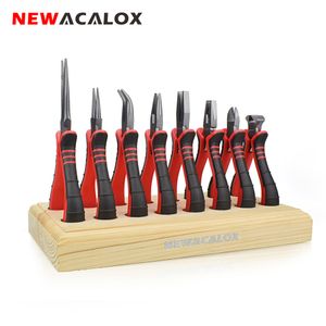 NEWACALOX Pinze multiple Set per creazione di gioielli Utensili manuali per perline Mini pinze Kit di strumenti con pallet di legno Forniture fai da te di precisione Y200321