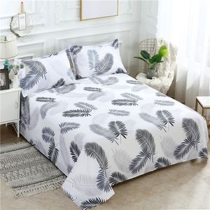 Cartoon Print Bed Linens Flat Bed Sheet Plain Feather Printed For Single/ Double Bed Twin Queen King Size Bedsheets FS01 1 PC 201113