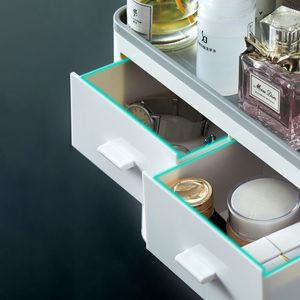 Oneup Ny tandborstehållare Automatisk tandkräm dispenser med kopp väggmontering toalettartiklar Storage Rack Badrum Tillbehör Set LJ201204