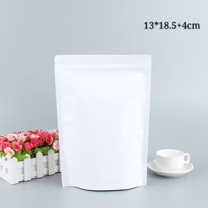 13*18.5cm White Zip Lock Coffee Stand up Kraft Paper Packing Bags Latest Arrival Zipper Seal Gift Package Pouches Craft Self Seal Packaging Bag