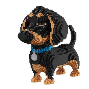 2100st 16014 Cartoon Dog Mini Dachshund Model Block Building Brick Toys For Children Gifts Dog Pets Blocks