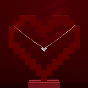 Sljely mode real 925 sterling silver gul guld färg kärlek hjärta zirkon hängande halsband kvinnor älskare valentin smycken gåva q0531