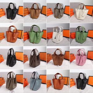 luxury Fashion women picotin lock designers bag Quality luxurys Top Clutch lady Shoulder purse Handbags Metallic printing Leather strapping Bucket bag 056289