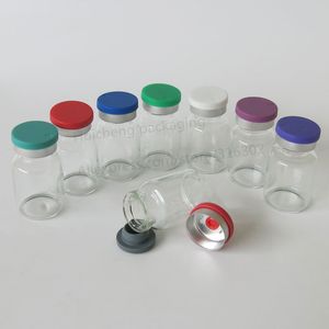 10ML Clear Injection Glass Vial with Center Plastic Aluminum Cap 10CC Transparent Liquid Medicine Glass Containers 2540 201012
