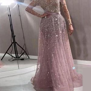 Fashion-casual Dresses Women Elegant Formal Evening Party Mesh Long Sleeve High Waist Sequins Shiny Wedding Dress 2021 Top Quality Vestidos1