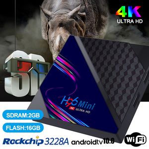 H96ミニV8 RK3228A Android 10.0テレビボックス2GB + 16GB 2.4G WiFi HD 4K PK T95 X96Qセットトップボックス