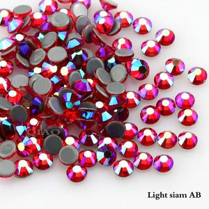 Diamantes soltos luz siam ab strass hotfix para roupas, vestuário de casamento, costas planas, cristais de fixação quente, acessórios de strass