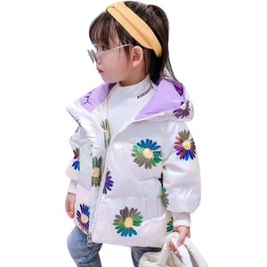 OLEKID 2020 Autunno Inverno Del Bambino Della Ragazza Piumino di Spessore Con Cappuccio Lucido Margherita Ragazze Capispalla Cappotto 1-8 Anni Bambini Del Bambino parka LJ201125