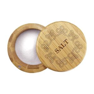 Caixa de temperos de bambu Cozinha sal de sal pimenta de especiarias armazenamento recipiente com tampas magnéticas giratórias ferramentas de cozinha rrd11369