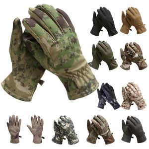 Paintball airsoft atış avcılık taktik kamuflaj softshell eldivenleri camo açık spor motosik bisiklet eldivenleri tam parmak no08-001